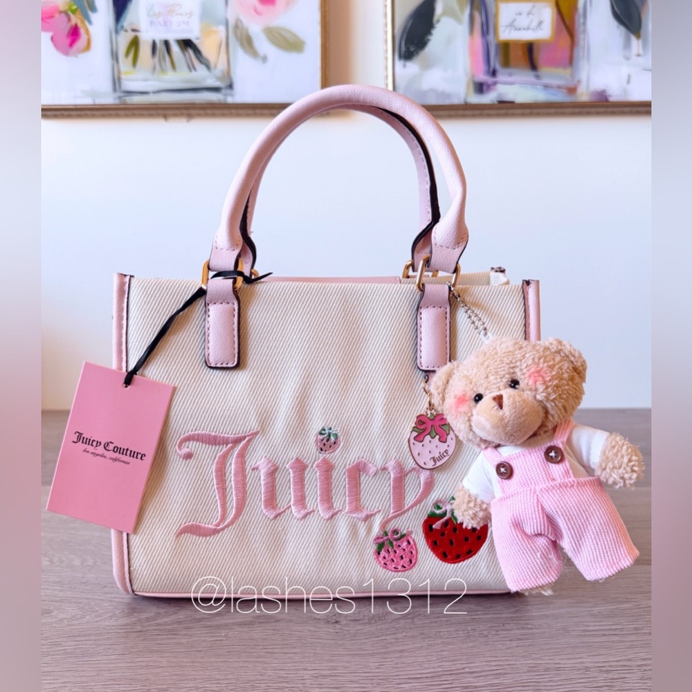 JUICY COUTURE Bag Berry Sweet Mini Tote - Cream with Strawberries